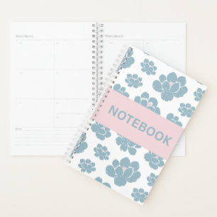 Elegantes blaues Blumennotizbuch Planer