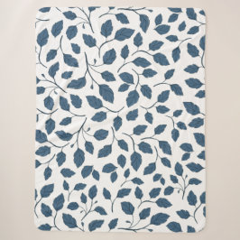 Elegantes Blaues Botanisches Blätter Sherpa Blanke Sherpadecke
