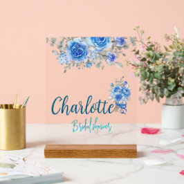 Elegantes blaues Brautparty Begrüßung Akryllisch Acrylschild