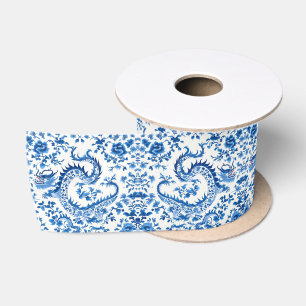 Elegantes Blaues Chinoiserie-Victorianisches Chine Satinband