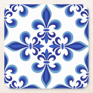 Elegantes blaues Damast-Lunch-Set Rechteckiger Pappuntersetzer
