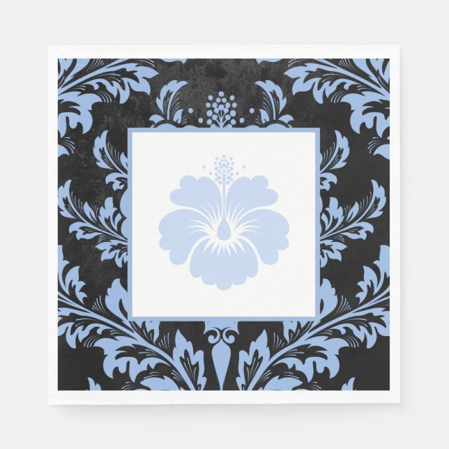 Elegantes blaues Damast Weihnachtskundenpapier Serviette (Vorderseite)