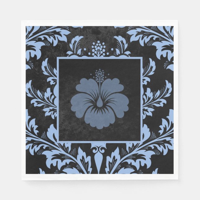 Elegantes blaues Damast Weihnachtskundenpapier Serviette (Vorderseite)