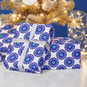 Elegantes, blaues Eye Blau geometrisches Kunstmust Geschenkpapier