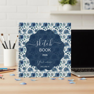 Elegantes Blaues Floral Notizbuch