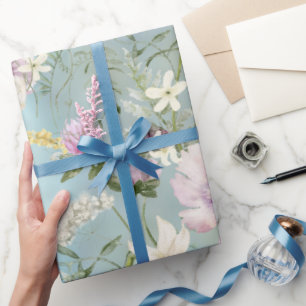Elegantes blaues Floral Wrapping Paper Geschenkpapier