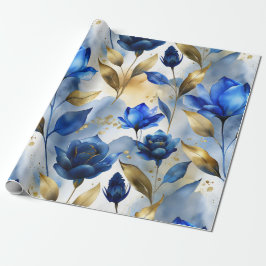Elegantes blaues Floral Wrapping Paper Geschenkpapier