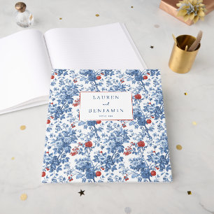 Elegantes blaues florales Botanical Gästebuch