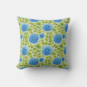Elegantes blaues florales botanisches Muster Kissen