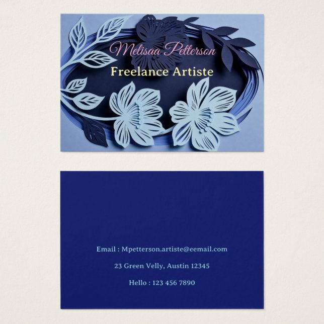 Elegantes blaues florales Design (Vorne & Hinten)
