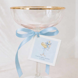 Elegantes blaues florales Hochzeitsbrunch-Quadrat- Geschenkanhänger