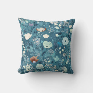 Elegantes, blaues, florales Muster-Drehkissen Kissen