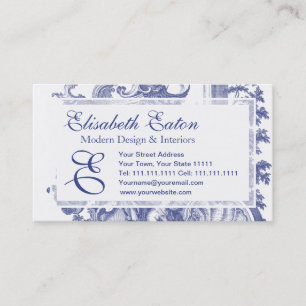 Elegantes blaues französisches barockes Toile Visitenkarte