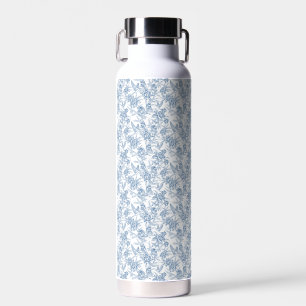 Elegantes blaues französisches Toile-de-Jouy-Blume Trinkflasche