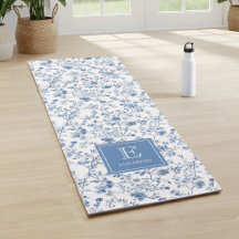 Elegantes blaues französisches Toile-Muster-Monogr