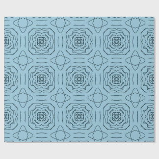 Elegantes blaues geometrisches Linienkunst-Nahtlos Geschenkpapier