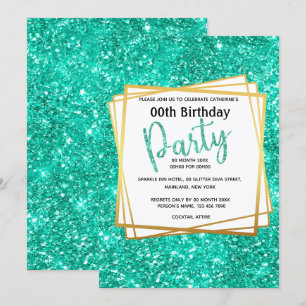 Elegantes blaues Gold Glitzer Geburtstag Party Einladung