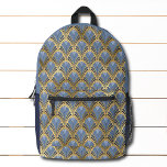 Elegantes blaues Gold Piazza della Riforma Bedruckter Rucksack<br><div class="desc">Die Vintagen Muster-Rucksäcke aus dem  Blue Gold Art Deco-Stil zeichnen sich durch ein elegantes Deko-Muster in Blau und Gold aus. Erstellt von Evco Studio www.zazzle.com/store/evcostudio</div>