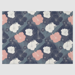 Elegantes blaues Hibiskus-Blumenmuster (10) Seidenpapier