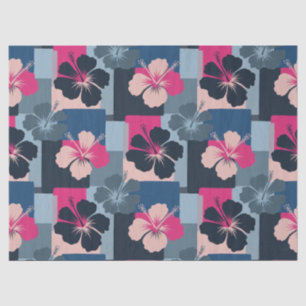 Elegantes blaues Hibiskus-Blumenmuster (13) Seidenpapier