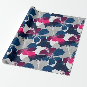 Elegantes blaues Hibiskus-Blumenmuster (14) Geschenkpapier