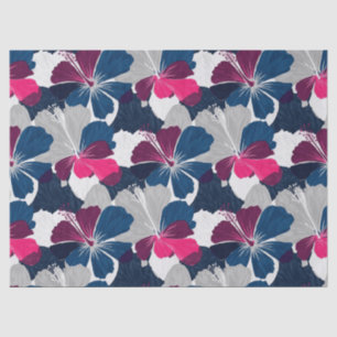 Elegantes blaues Hibiskus-Blumenmuster (14) Seidenpapier