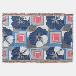 Elegantes blaues Hibiskus-Blumenmuster (3) Decke