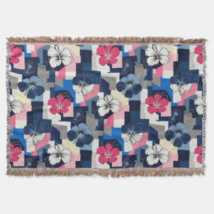 Elegantes Blaues Hibiskus-Blumenmuster (4) Decke