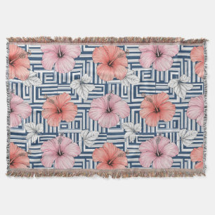 Elegantes blaues Hibiskus-Blumenmuster (6) Decke