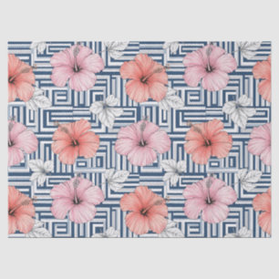 Elegantes blaues Hibiskus-Blumenmuster (6) Seidenpapier