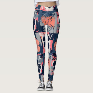 Elegantes blaues Hibiskus-Blumenmuster (7) Leggings