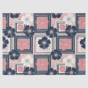 Elegantes blaues Hibiskus-Blumenmuster (9) Seidenpapier