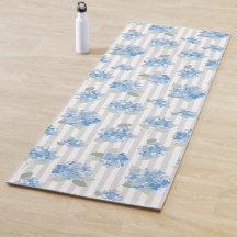 Elegantes Blaues Hortensienmuster Grauer Streifen