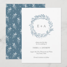 Elegantes blaues Kraut Save the Date - Hinteres Mu