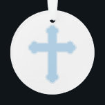 Elegantes blaues Kreuz Ornament<br><div class="desc">Eleganter blauer Querentwurf für Baby Taufen und Taufen.</div>
