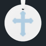 Elegantes blaues Kreuz Ornament<br><div class="desc">Eleganter blauer Querentwurf für Baby Taufen und Taufen.</div>