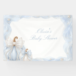 Elegantes blaues Kürbisband-Babyshower-Kulisse Banner
