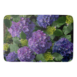 Elegantes blaues lila Magenta grünes Hydrangea Badematte