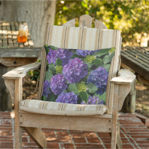 Elegantes blaues lila Magenta grünes Hydrangea Kissen
