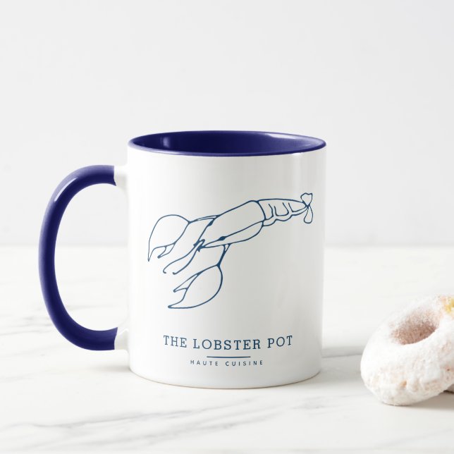 Elegantes blaues Lobster/Restaurant mit Meeresfrüc Tasse (Mit Donut)