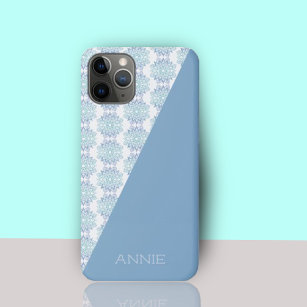 Elegantes blaues Mandala-Muster auf weißem Namen Case-Mate iPhone Hülle