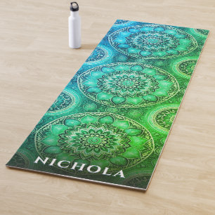 Elegantes blaues Mandala-Muster Personalisiert Yogamatte