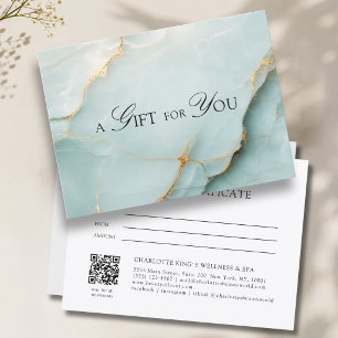 Elegantes blaues Marmor-QR-Code-Geschenkgutschein