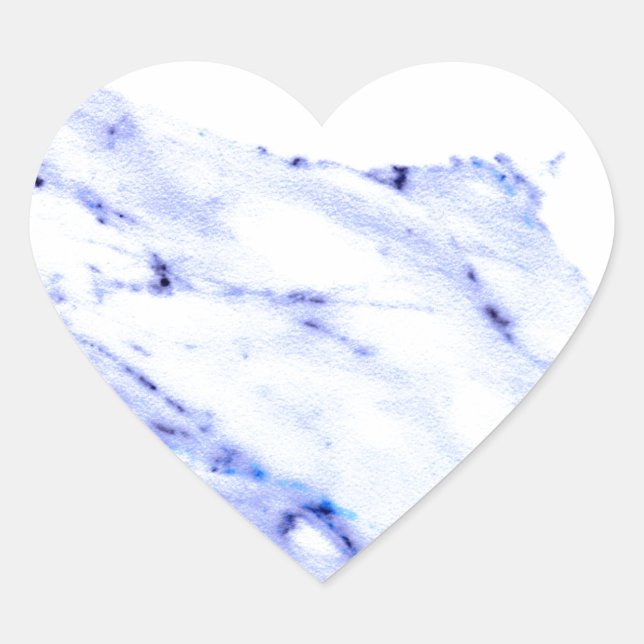 Elegantes blaues Marmormuster Herz-Aufkleber (Vorderseite)