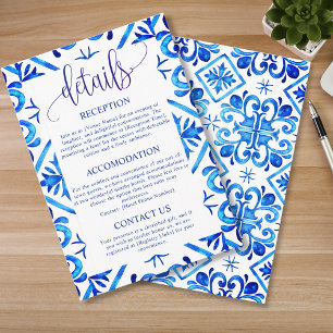 Elegantes blaues marokkanisches Muster Hochzeitdet Begleitkarte