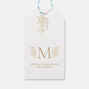 Elegantes blaues Monogramm, frisch verheiratet Geschenkanhänger