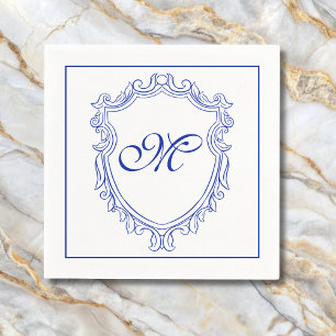 Elegantes blaues Monogramm-Initial Serviette
