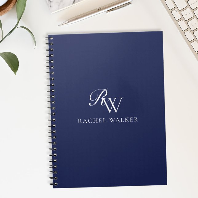 Elegantes blaues Monogramm Notizblock (Von Creator hochgeladen)