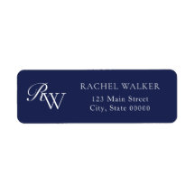Elegantes blaues Monogramm-Rücksendeadresse