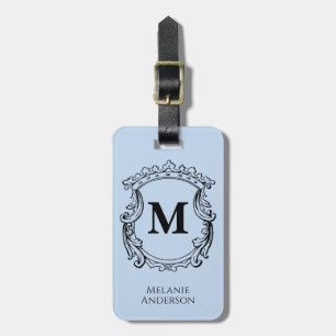 Elegantes blaues Monogrammwappen Gepäckanhänger